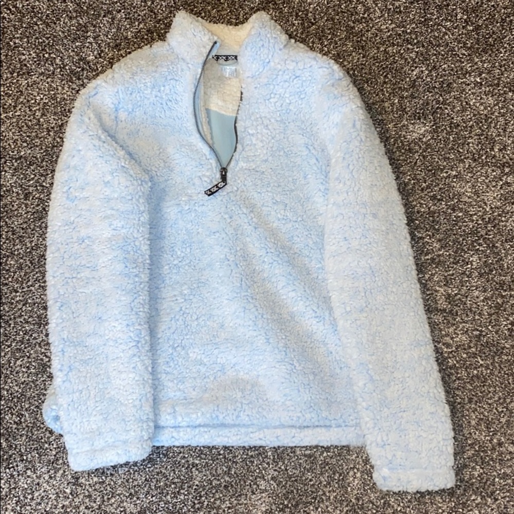 Small Light blue Sherpa zip up